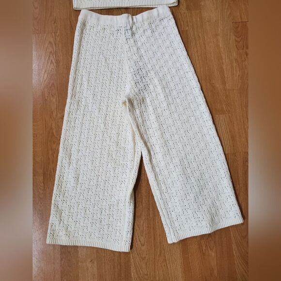 🌻 JOIE 🌻 NEW - 2 Piece Open-Knit Tank & Wide Leg Pants Set - [Large, Ivory] - Picture 6 of 14